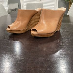 Splendid Footware Butterscotch Leather Brooklyn Mule Wedges, Size 10